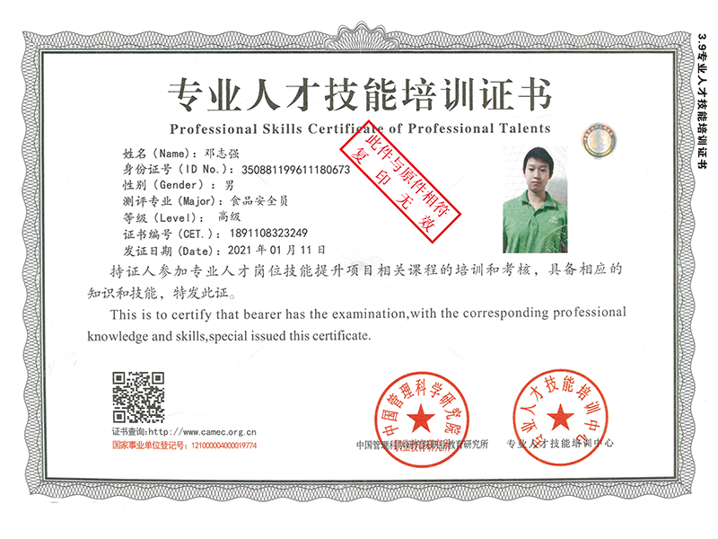專業(yè)人才技能培訓(xùn)證書